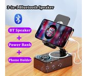 Altavoz Bluetooth inalámbrico 3 en 1 + batería externa de 1200 mAh + soporte de teléfono plegable Soporte de escritorio antideslizante Soporte para teléfono móvil para videoconferencias en vivo