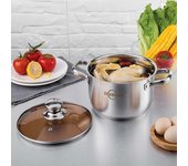 Olla de sopa para el hogar, olla de inducción binaural de acero inoxidable no pegajosa espesada con templado 18cm