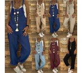 Mono informal de tirantes holgados para mujer, tallas grandes L azul marino