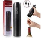 Abridor de botellas de vino eléctrico Sacacorchos automático para vino tinto Abridor de vino recargable Herramientas para vino Productos de cocina negro
