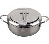 Mini olla de acero inoxidable estilo japonés con termómetro, compatible con cocinas de inducción, 20 cm S Size 20cm / 7.9in blanco