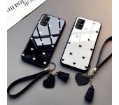 Funda de cristal para Samsung Galaxy A11 A21 A31 A41 A51 A71 A81 A91 A21S funda dura de teléfono con corazón de amor a la moda For Samsung A71 4G negro/blanco