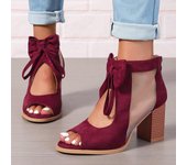 Sandalias de tacón alto y grueso para mujer, zapatos de tacón alto con lazo, talla 42, nuevas 35 negro