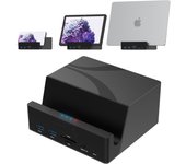 Estación de acoplamiento universal SABRENT con base Displaylink para dos monitores y teléfonos inteligentes, portátiles USB-C, Ultrabooks, Chromebooks, MacBooks, iPads,