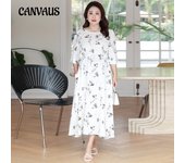 Vestido floral de talla grande de verano para mujer Vestido de longitud media 4XL negro