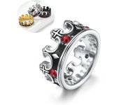 Anillo de corona de acero inoxidable con cruz, anillo Vintage para hombre, joyería, regalo de cumpleaños 8# plata
