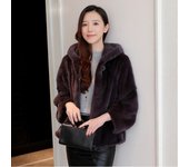Abrigo de piel de visón para mujer, abrigo de piel de visón entero, chaqueta con capucha informal de moda corta de invierno 6XL