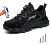 Zapatos de seguridad para el trabajo con botón giratorio para hombre y mujer, zapatos con punta de acero de talla grande 47 48, zapatillas de trabajo de seguridad, botas protectoras de seguridad 38