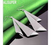 Pendientes largos con forma de gota de agua de plata de ley 925, joyería de moda para bodas 7.90*1.90cm