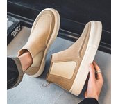 Zapatos de seguridad cómodos y de lujo a la moda para hombre, zapatos de soldador con punta de acero, botas de seguridad para el trabajo a prueba de puñaladas y antichispas, botas Chelsea para exteriores para hombre 38 amarillo