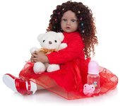 KEIUMI, nuevo diseño, muñecas bebé Reborn, cubierta negra, cuerpo de tela de 60 CM, muñeca africana para niños, juguete para bebés, regalo de cumpleaños de Navidad 24 inch azul