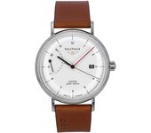 Reloj automático Bauhaus Classic 21601 para hombre con correa de piel marrón y esfera blanca blanco
