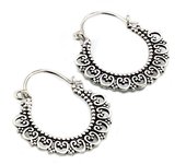 Les Trésors De Lily [Q7554] - Boucles argent artisanales 'Cléopatra' argenté vieilli - 15 mm 5 mm