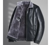 Nueva chaqueta de cuero gruesa de terciopelo de PU con solapa de talla grande para hombre de invierno para hombres gordos chaqueta de cuero cálida y algodón 175