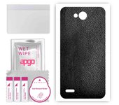 apgo Protective Skin Sticker for the back compatible with LG X power2, Wrap Film, Foil, Vinyl - Pattern Black Leather