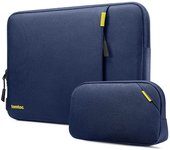 Funda para ordenador Tomtoc a prueba de golpes compatible con MacBook Air de 13 pulgadas, MacBook Pro de 13 pulgadas, iPad Pro Air M2 2024, funda protectora, bolsa interior para portátil, gadget azul oscuro