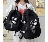 Mochila escolar para estudiantes de secundaria, mochila impermeable con letras para hombres y mujeres Small negro