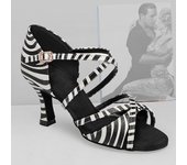 Zapatos de baile latino para mujer y niña, calzado de baile Salsa Tango, zapatos de fiesta de salón, tacones altos de 8CM 34 marrón