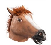 Disfraz de látex con máscara de cabeza de caballo