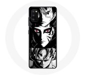 Coque pour Samsung Galaxy A41 Sangoku Naruto Luffy one piece Dragon Ball Z fond noir et blanc anime manga