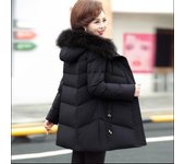 Abrigo de invierno con chaqueta acolchada de algodón para ancianos, chaqueta acolchada gruesa para mujer, parka con capucha 5XL negro