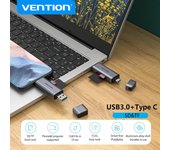 Vention lector de tarjetas SD USB tipo C a Micro SD adaptador de tarjeta TF para accesorios de ordenador portátil teléfono memoria inteligente USB 3,0 adaptador de tarjeta SD gris