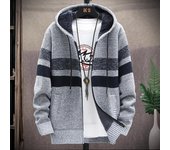 Suéter de lana para hombre Cárdigan Chaqueta de color en contraste de gran tamaño Chaqueta con capucha de moda delgada para jóvenes M gris