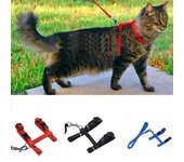 Correa para gato, cuerda para caminar para gato, chaleco en forma de I, correa para el pecho, antiseparación, linda cadena para gato One Size azul