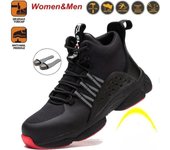 Botas de trabajo para hombre, zapatos de seguridad, zapatos con punta de acero para hombre, zapatillas de trabajo a prueba de pinchazos, zapatos masculinos, zapatos de trabajo para adultos, zapatos de seguridad 36 negro