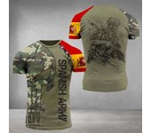 Camiseta con gráfico de bandera española para hombre, pantalón corto informal holgado, camisetas de manga larga, camisetas de veteranos españoles, ropa de camuflaje Xl S