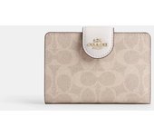 Coach Cartera mediana con cremallera en las esquinas en lona Signature en tonos dorados, arena y tiza One Size