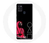 Coque Samsung Galaxy A21S Squid Game Masques Triangle carré et Cercle