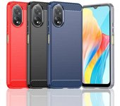 Funda de TPU con textura de fibra de carbono para OPPO A40 A40M A60 A80 A79 5G A38 A18 A58 A98 A78 A57S Funda protectora a prueba de golpes Fundas OPPO A80 5G negro