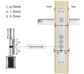Cilindro de cerradura inteligente, cerradura de puerta con teclado electrónico, 4 formas de desbloqueo, huella dactilar/contraseña/mecánico C001B-70 plata