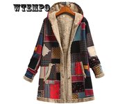 Abrigo cálido estampado de invierno para mujer, chaqueta larga con capucha y bolsillos de polar grueso, abrigo holgado para mujer XXXXL