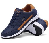 Zapatos casuales Zapatillas de tenis al aire libre para hombre Zapatillas de deporte de PU con cordones cómodas y ligeras 39 azul