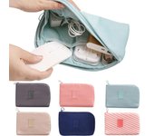 Bolsa de almacenamiento de cables de datos portátil, estuche organizador de cables para auriculares de viaje, bolsa para auriculares con Cable de datos multifunción gris