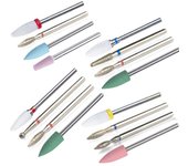 Juego de brocas para uñas de diamante, cerámica, silicona y goma, 3/32 pulgadas, Gel acrílico para cutículas, lima de uñas, cortador para manicura, 4 Uds.