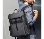 Nueva mochila impermeable a la moda para hombre, mochila de cuero de viaje con estampado de tendencia de gran capacidad de 15,6 pulgadas, mochila escolar para ordenador negro