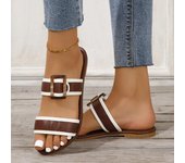 Zapatos para Mujer Básicos Zapatillas de Mujer Verano Casual Zapatillas Planas Señoras Moda Hebilla Zapatos 40 café