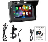 Radio portátil MP5 IPS HD de 5 pulgadas, resistente al agua IP65, pantalla táctil SD, doble Bluetooth, DVR, Mirrorlink, Android CarPlay, para motocicleta. 5''