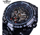 WINNER Reloj mecánico automático hueco de acero de tungsteno galvanizado a la moda