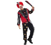 Disfraz de payaso con esqueleto sangriento y aterrador para adultos, disfraz de Halloween para hombres, disfraz de payaso de terror malvado, disfraz de fiesta de Carnaval M negro
