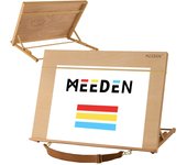 Caballete de mesa MEEDEN de madera de haya A2, herramienta de dibujo con correa para el hombro, soporte para tablero de dibujo, ángulo ajustable, plegable, portátil, caballete de escritorio para tablero de dibujo A2