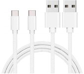Cable USB-C pour Xiaomi REDMI NOTE 9 - NOTE 9 PRO - NOTE 10 - NOTE 10 PRO - Nylon Tressé Argent Blanc 1 Mètre [LOT 2] Phonillico®