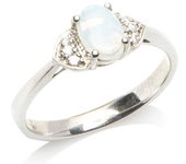 Bague Argent 'Déesse Opale' Blanc argenté (rhodié) - 12x16 mm 54 blanco
