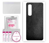 apgo Protective Skin Sticker for the back compatible with Oppo Find X2, Wrap Film, Foil, Vinyl - Pattern Black Leather