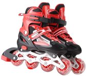 Patines de PVC para niños, patines universales para adultos, patines de velocidad con polea, zapatos deslizantes para correr S (size 27-32) rojo