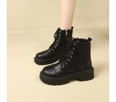 Botas de mujer Botas de media caña de moda Otoño e invierno Botas Chelsea con cordones y cremallera para mujer Zapatos de mujer con suela gruesa y tacón 35