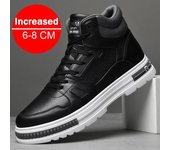 Nuevas botas de cuero para hombre con aumento de altura de 6/8cm, zapatos informales transpirables, zapatos deportivos para correr y gimnasio, zapatos deportivos de cuero de moda 37